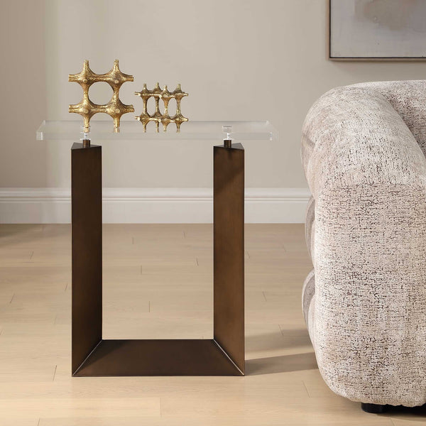 Uttermost Mcelroy Iron and Acrylic Side Table with Bronze Finish for Modern Living