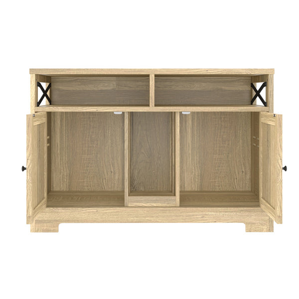 English Elm GO Double Cat Litter Box Enclosure Furniture Table for 2 Cats — Farmhouse Hidden Washroom, Brown N704P270702D