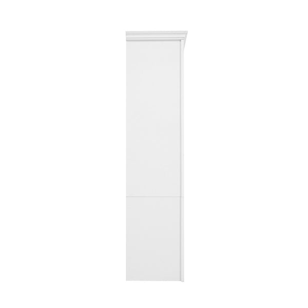 English Elm U-can Three Piece Wall Unit Built-in Media Center with Crown Molding and Tempered Glass Storage White SJ000156AAK