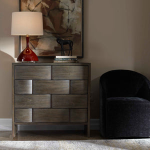 Uttermost Lydon Mahogany Wood Four Drawer Chest with Antiqued Brass Bedroom Storage
