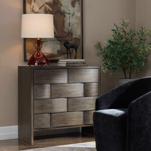Uttermost Lydon Mahogany Wood Four Drawer Chest with Antiqued Brass Bedroom Storage
