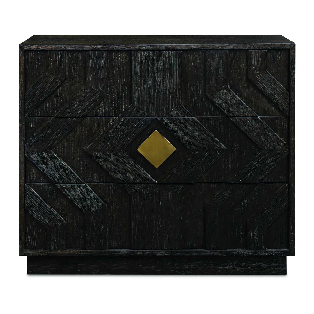 Uttermost Uttermost Faulkner Chevron Oak Veneer Three Drawer Chest with Brushed Gold Pulls 50366