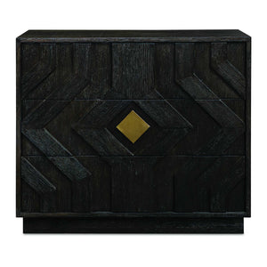 Uttermost Uttermost Faulkner Chevron Oak Veneer Three Drawer Chest with Brushed Gold Pulls 50366