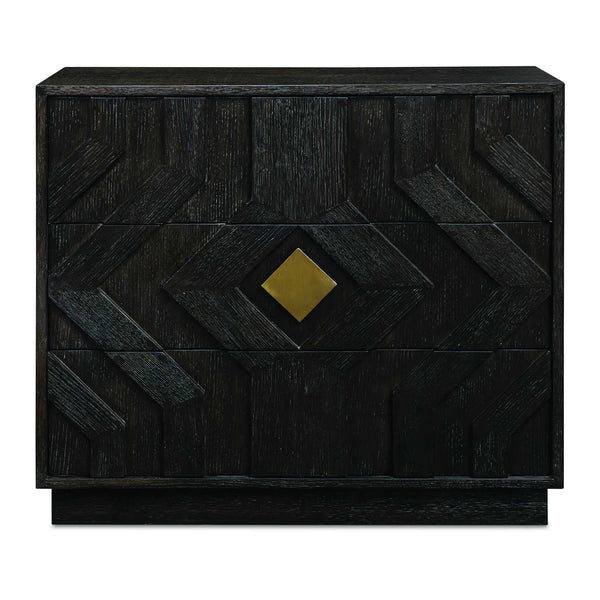 Uttermost Uttermost Faulkner Chevron Oak Veneer Three Drawer Chest with Brushed Gold Pulls 50366