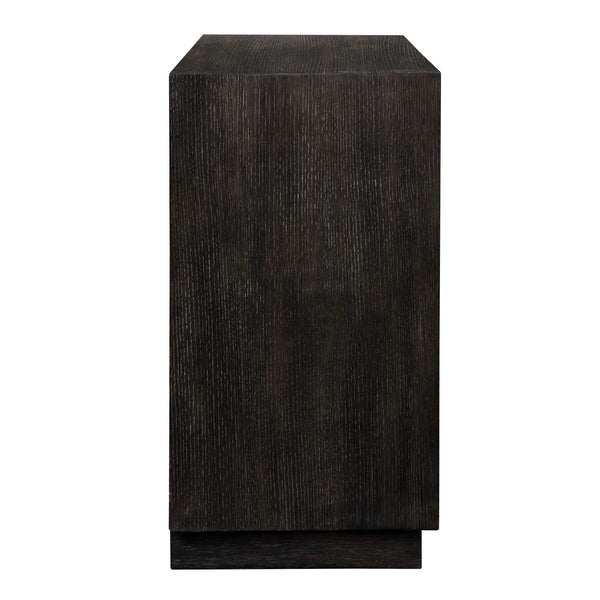 Uttermost Faulkner Chevron Oak Veneer Three Drawer Chest with Brushed Gold Pulls