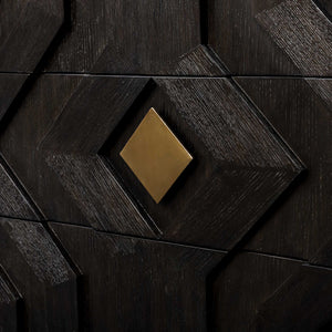 Uttermost Faulkner Chevron Oak Veneer Three Drawer Chest with Brushed Gold Pulls