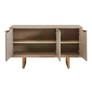 Uttermost Maeva Acacia Wood Sideboard with Antique Gold Hardware and Storage