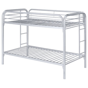 English Elm Celeste Modern Silver Metal Twin Over Twin Bunk Bed With Rung Ladder - Space-Saving Design & Durability B062P340730