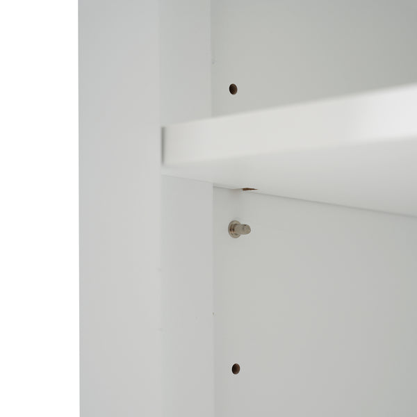 English Elm 70.1" Modern Tall Storage Cabinet with 3 Drawers, 2 Adjustable Shelves, Soft-Close Glass Doors, Gold Handles White N729P271979K