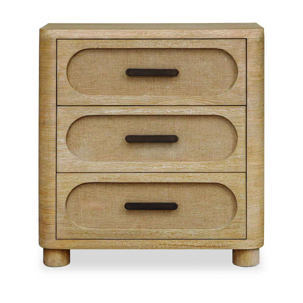 Uttermost Uttermost Scottie Mixed Wood Three Drawer Chest with Bronze Pulls and Fabric Fronts 50371