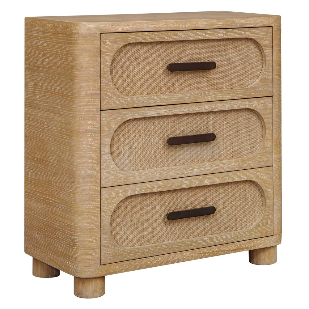 Uttermost Uttermost Scottie Mixed Wood Three Drawer Chest with Bronze Pulls and Fabric Fronts 50371