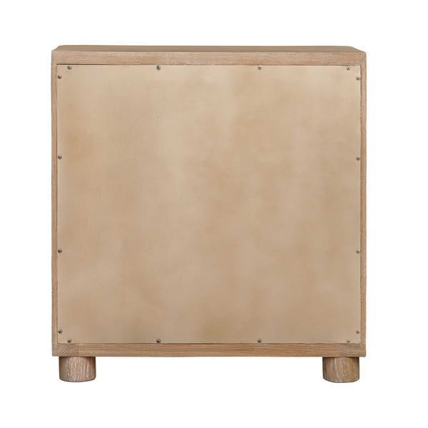 Uttermost Scottie Mixed Wood Three Drawer Chest with Bronze Pulls and Fabric Fronts