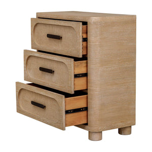 Uttermost Scottie Mixed Wood Three Drawer Chest with Bronze Pulls and Fabric Fronts
