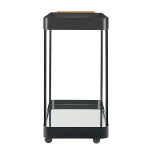 Uttermost Vesper Rolling Bar Cart with Iron Frame Glass Top and Mirrored Shelf