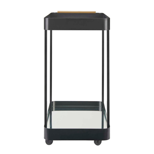 Uttermost Vesper Rolling Bar Cart with Iron Frame Glass Top and Mirrored Shelf