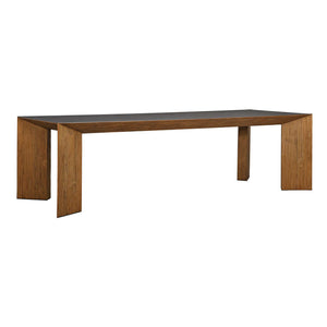 Uttermost Kelvin Concrete Top Dining Table with Sculptural Teak Pedestal Base