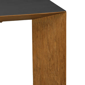 Uttermost Kelvin Concrete Top Dining Table with Sculptural Teak Pedestal Base