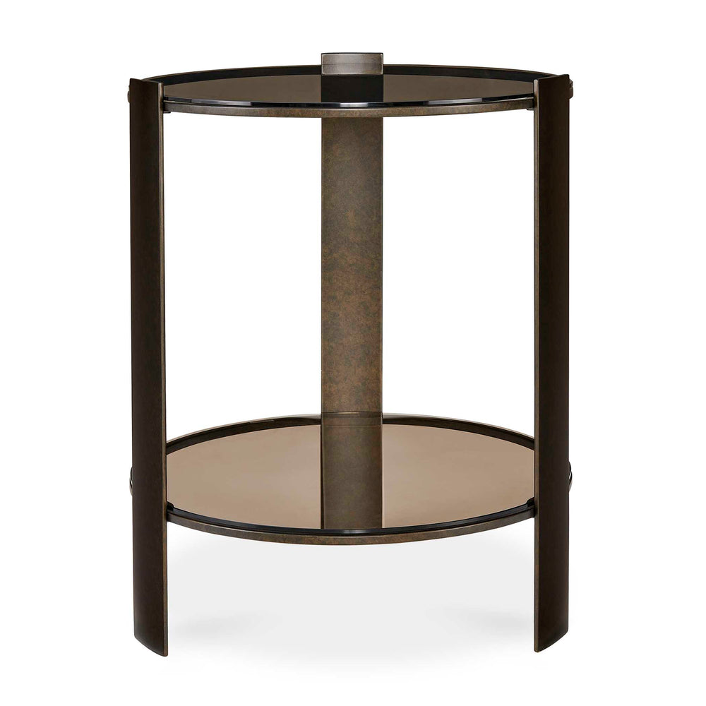 Uttermost Uttermost Hanson Amber Glass and Bronze Metal Two Shelf Living Room Side Table 50376