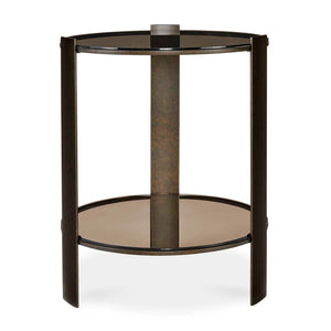 Uttermost Uttermost Hanson Amber Glass and Bronze Metal Two Shelf Living Room Side Table 50376