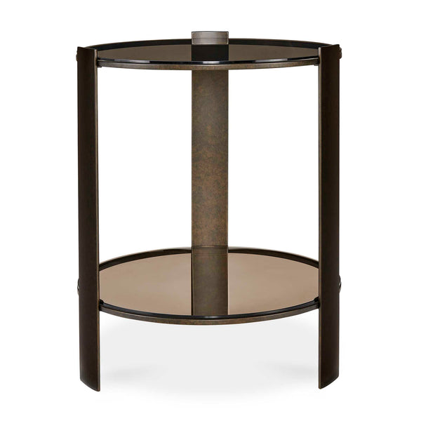 Uttermost Uttermost Hanson Amber Glass and Bronze Metal Two Shelf Living Room Side Table 50376