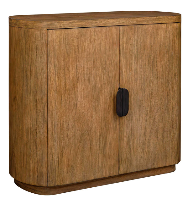 Uttermost Newell Mindi Wood Accent Cabinet with Curved Silhouette and Bronze Pull