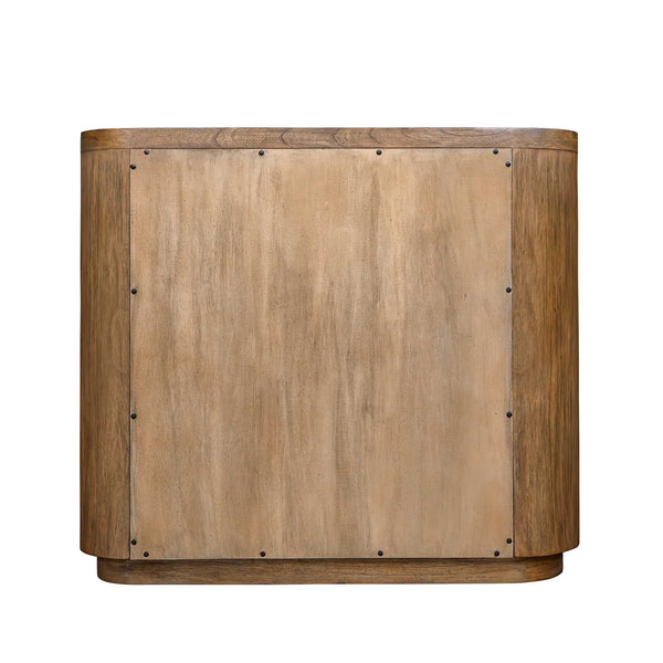 Uttermost Newell Mindi Wood Accent Cabinet with Curved Silhouette and Bronze Pull