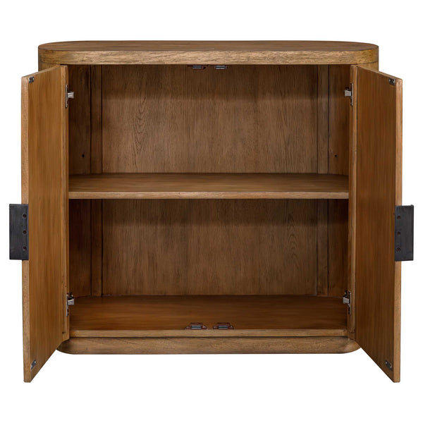 Uttermost Newell Mindi Wood Accent Cabinet with Curved Silhouette and Bronze Pull