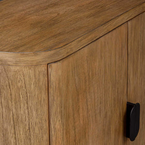 Uttermost Newell Mindi Wood Accent Cabinet with Curved Silhouette and Bronze Pull