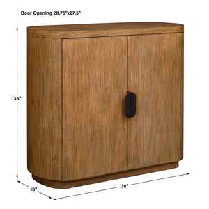 Uttermost Newell Mindi Wood Accent Cabinet with Curved Silhouette and Bronze Pull