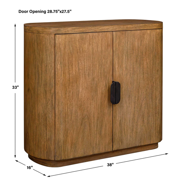 Uttermost Newell Mindi Wood Accent Cabinet with Curved Silhouette and Bronze Pull