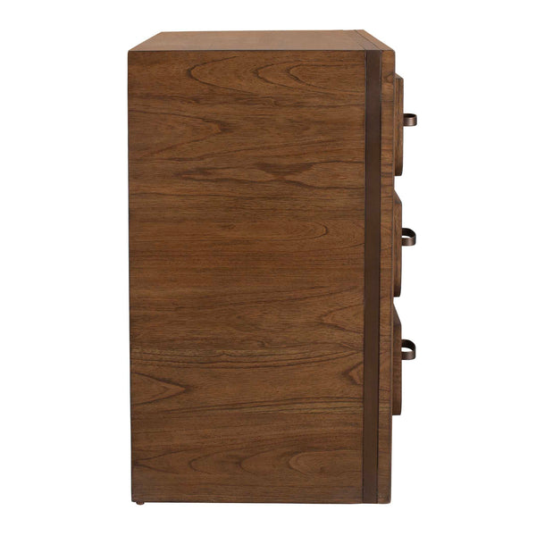 Uttermost Mckagan Solid Mindi Wood Three Drawer Chest with Black Metal Pulls