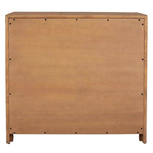Uttermost Mckagan Solid Mindi Wood Three Drawer Chest with Black Metal Pulls
