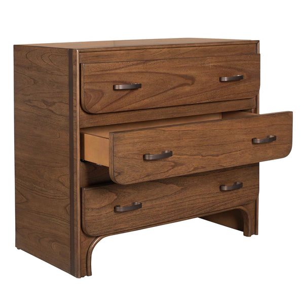 Uttermost Mckagan Solid Mindi Wood Three Drawer Chest with Black Metal Pulls