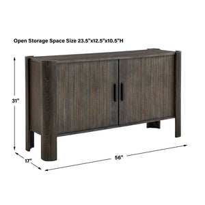Uttermost Drury Acacia Wood Sliding Door Cabinet with Ceruse Finish for Living Rooms