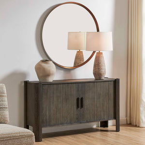 Uttermost Drury Acacia Wood Sliding Door Cabinet with Ceruse Finish for Living Rooms