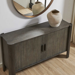 Uttermost Drury Acacia Wood Sliding Door Cabinet with Ceruse Finish for Living Rooms