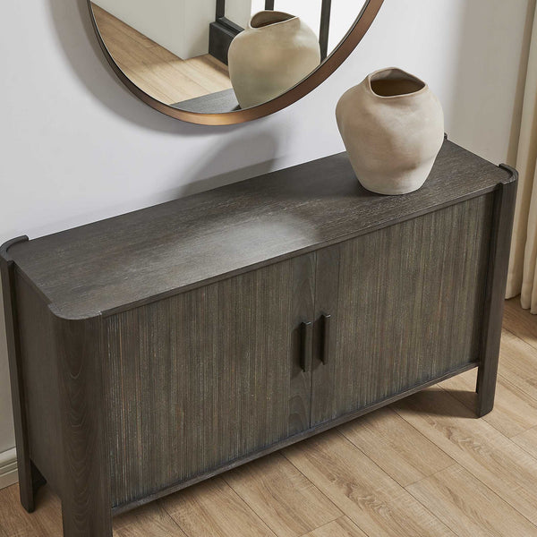 Uttermost Drury Acacia Wood Sliding Door Cabinet with Ceruse Finish for Living Rooms