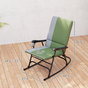 English Elm Folding Outdoor Rocking Chair Set of 2 with Padded High Back Steel Frame Porch T3971P420614
