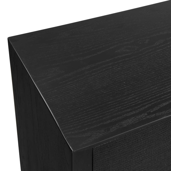 Uttermost Williams Grasscloth Four Door Storage Cabinet with Iron Pulls for Living Rooms