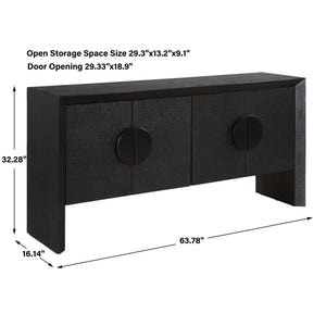 Uttermost Williams Grasscloth Four Door Storage Cabinet with Iron Pulls for Living Rooms
