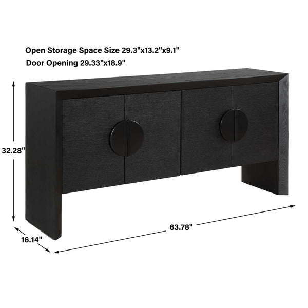 Uttermost Williams Grasscloth Four Door Storage Cabinet with Iron Pulls for Living Rooms