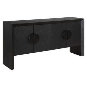 Uttermost Williams Grasscloth Four Door Storage Cabinet with Iron Pulls for Living Rooms