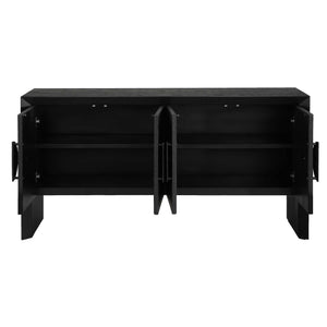 Uttermost Williams Grasscloth Four Door Storage Cabinet with Iron Pulls for Living Rooms