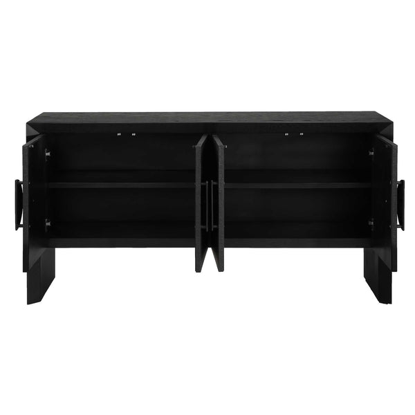 Uttermost Williams Grasscloth Four Door Storage Cabinet with Iron Pulls for Living Rooms