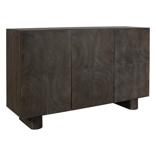 Uttermost Phineas Walnut Oak Accent Cabinet with Circular Wood Ring Veneer Pattern