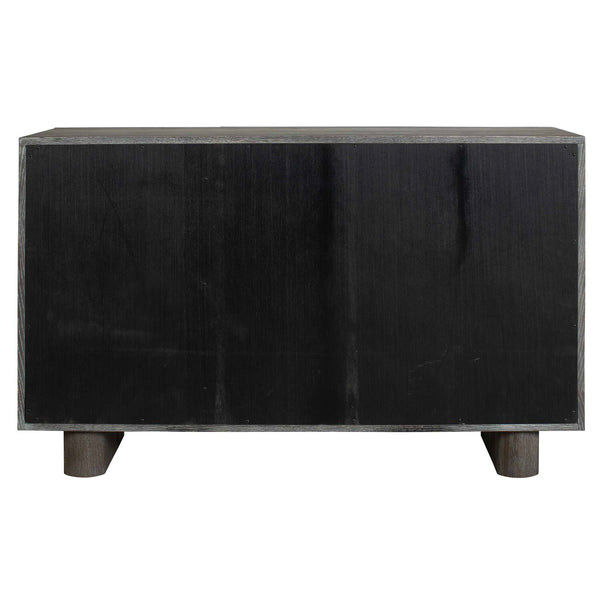 Uttermost Phineas Walnut Oak Accent Cabinet with Circular Wood Ring Veneer Pattern