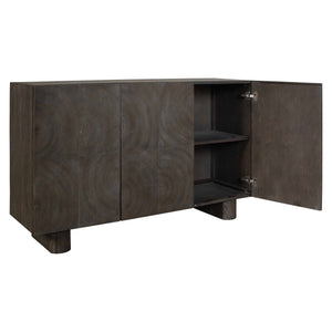 Uttermost Phineas Walnut Oak Accent Cabinet with Circular Wood Ring Veneer Pattern