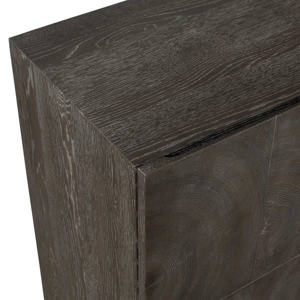 Uttermost Phineas Walnut Oak Accent Cabinet with Circular Wood Ring Veneer Pattern
