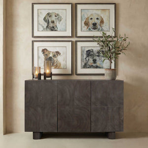 Uttermost Phineas Walnut Oak Accent Cabinet with Circular Wood Ring Veneer Pattern