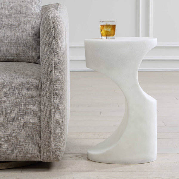 Uttermost Stevie Stone Composite Sculptural Side Table for Modern Indoor Outdoor Spaces